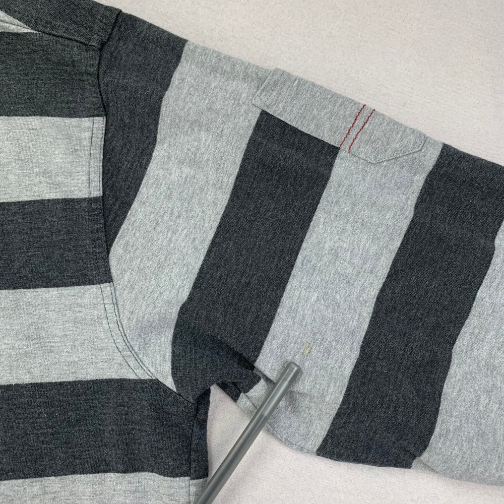 VTG Pure Playaz Rugby Shirt Mens 2XL Prison Stripe Y2K Hip Hop Streetwear Casual - Picture 8 of 12